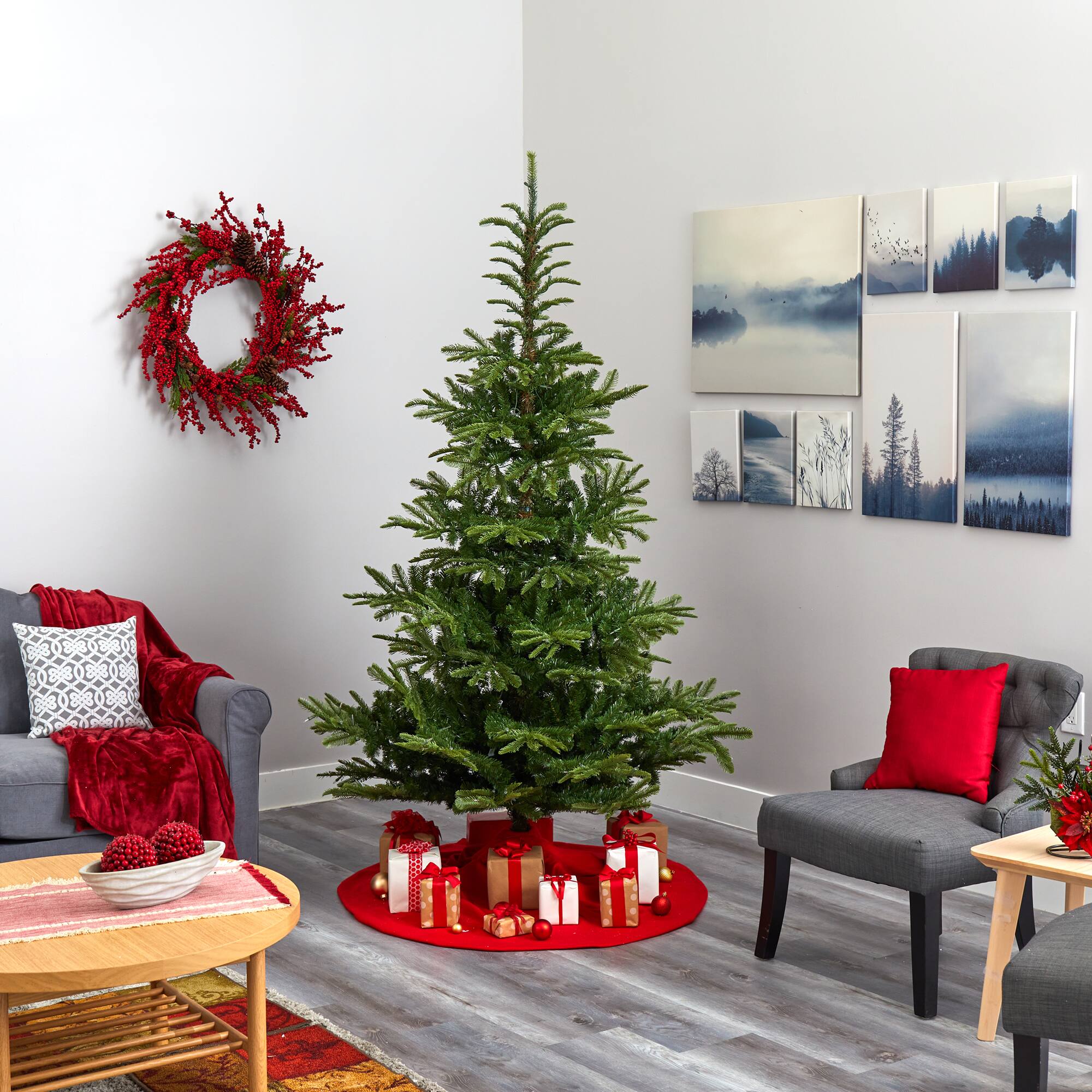 7.5ft. Pre-Lit Layered Washington Spruce Artificial Christmas Tree, Clear LED Lights